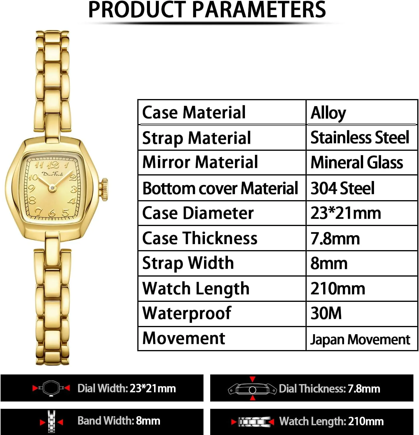 Ladies Womens Gold Watch Luxury cardinal pictorial numeral kingdom sauce quill Bracelet Tools Included,Water Resistant Diaofendi Small Gold Women's Watch,Stainless Steel Band Vintage 