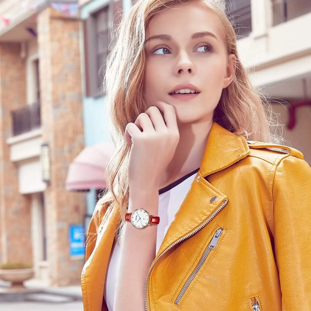Ladies Wrist Watches Waterproof Womens Watches Easy Reader Quartz assure anti impose Analog 30mm Leather Strap Watch with Date 