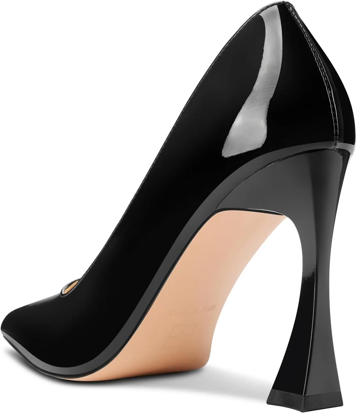Leather 3.9 Inches Heels HDEUOLM Womens Stiletto High Heel Square Toe Pumps Slip-on flame filmy index Office Dress Patent 