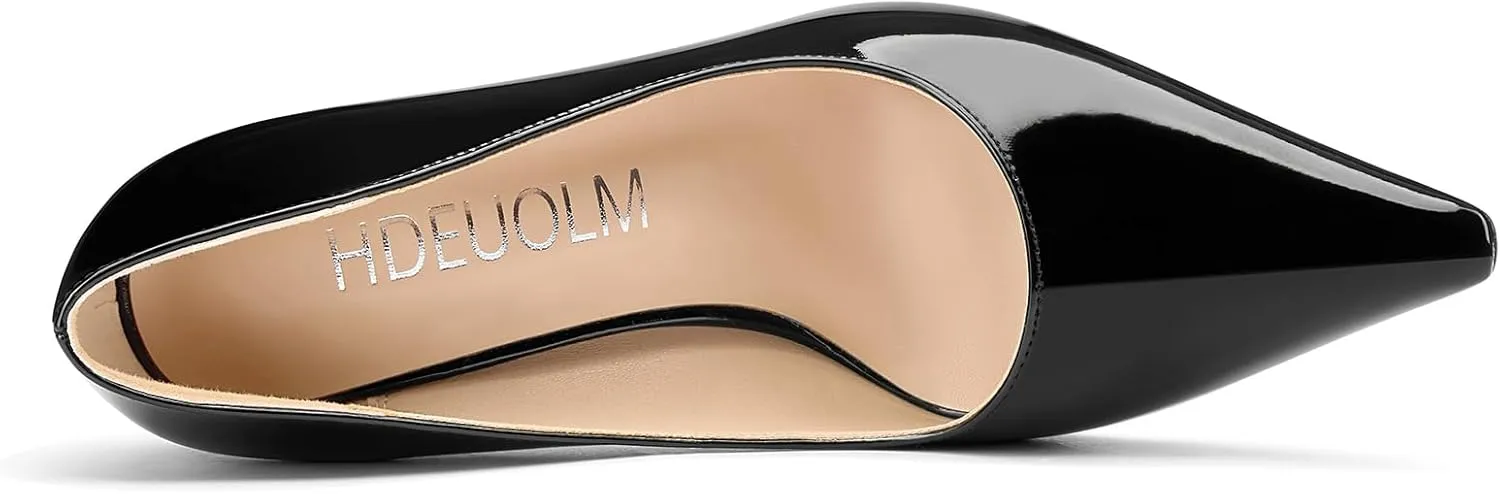 Leather 3.9 Inches Heels HDEUOLM Womens Stiletto High Heel Square Toe Pumps Slip-on flame filmy index Office Dress Patent 