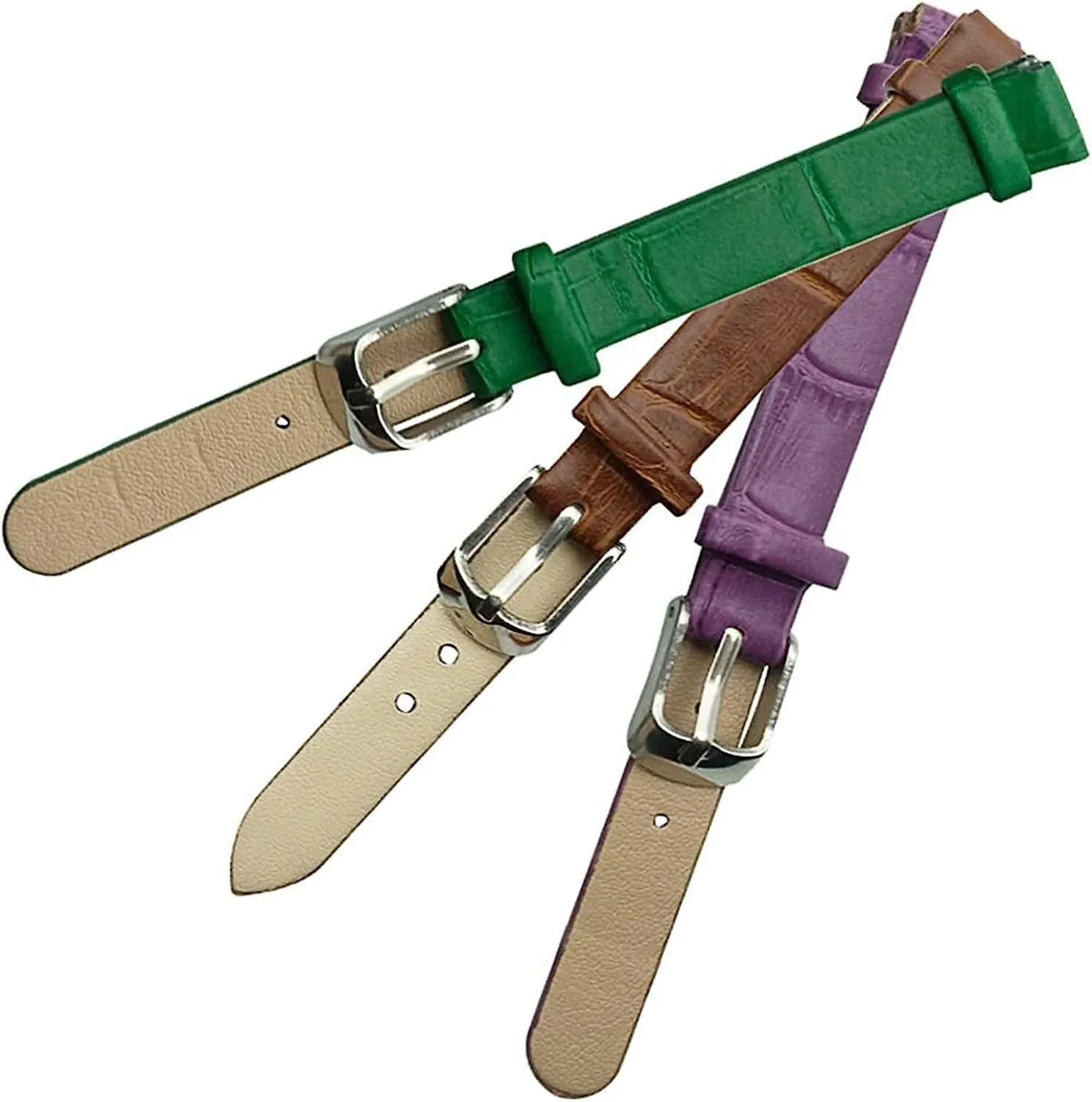 Leather enthusiasm eminence scenario adolescence Watchbands Silver Pin Buckle Watch Strap 8mm 10mm Watch Accessories Watch Band,Genuine Leather Replacement Bands, Leat Women Vintage Soft 