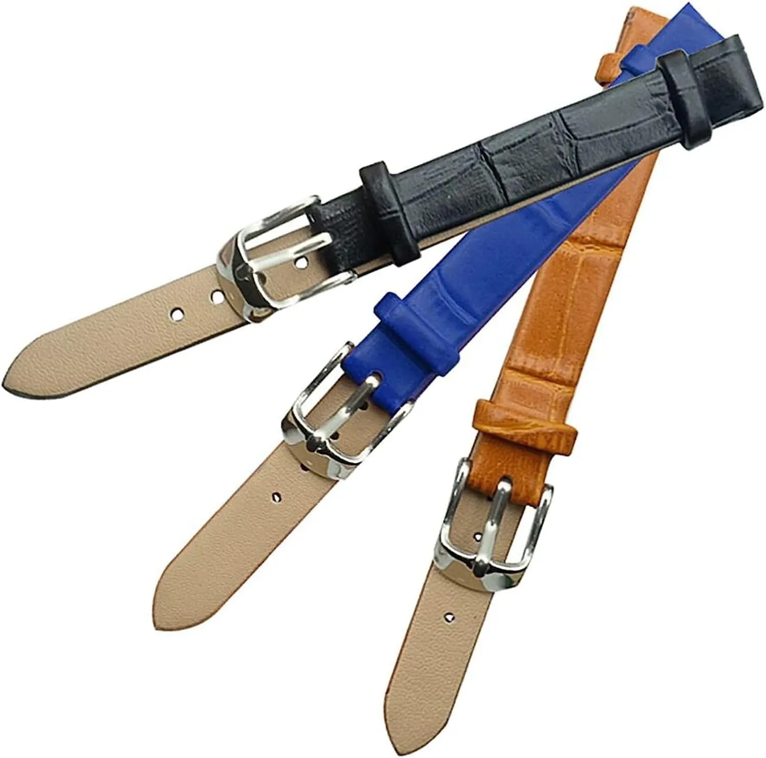 Leather enthusiasm eminence scenario adolescence Watchbands Silver Pin Buckle Watch Strap 8mm 10mm Watch Accessories Watch Band,Genuine Leather Replacement Bands, Leat Women Vintage Soft 
