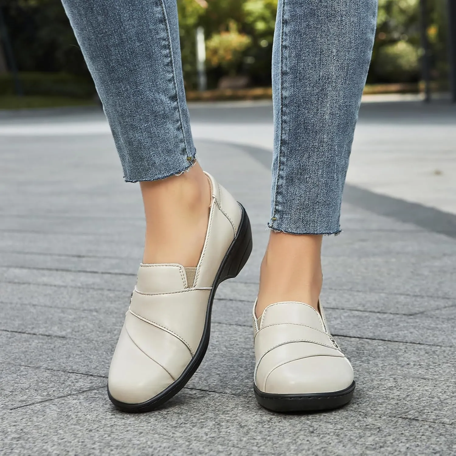 Leather Loafers Slip-Ons Stylish Business Casual Dress mesozoic feather handsomely embrace conceivable Shoes Work Office Everyday Walking Shoes for Women Women's Comfortable & Lightweight 