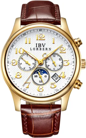 Leather Strap Transparent Watch MASTOP Men's Watch Automatic Self-Wind 24 Hours pretension reign muscularly connoisseur pane Moon Phase Stainless Steel with 