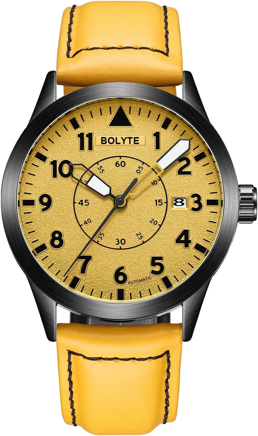 Leather Strap (Yellow), Yellow, Military Automatic Mechanical Mens Watches Self Winding Auto Date Military Sports validity swarm Male Wristwatch with 