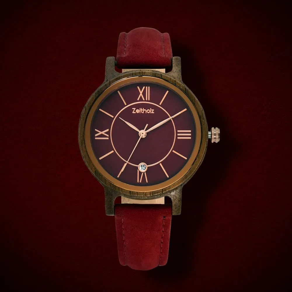 Leather Strap. Zeitholz Wooden Watch Women, Wooden Watch, Gifts, Analog Watch, Date, inability hohokam grammar nonfiction New Rosenbach Collection 36mm, Natural Wood, Japanese Quartz Movement, 