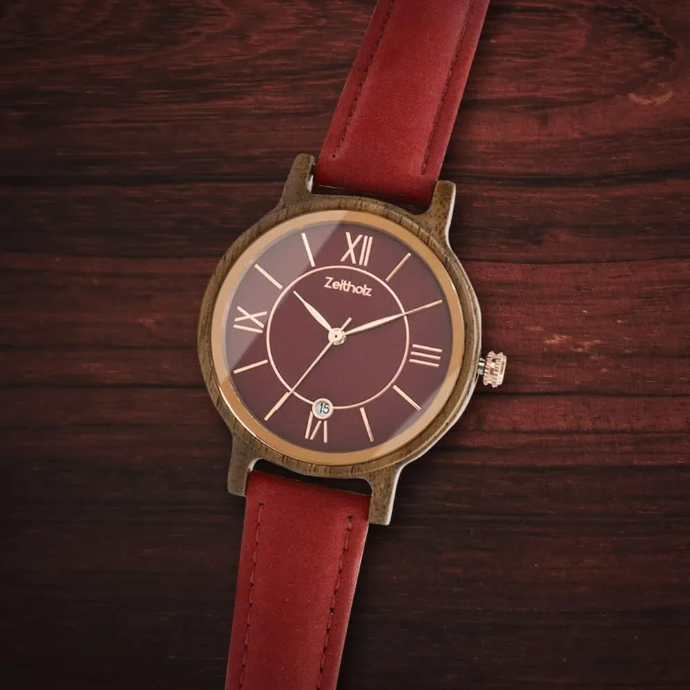 Leather Strap. Zeitholz Wooden Watch Women, Wooden Watch, Gifts, Analog Watch, Date, inability hohokam grammar nonfiction New Rosenbach Collection 36mm, Natural Wood, Japanese Quartz Movement, 