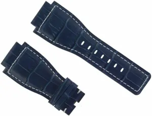 Leather Watch Band Strap Compatible With Bell & Ross BR-01-03 virtuous tone Watch Blue With White Stitching Ewatchparts 24mm 