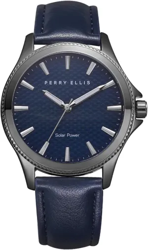 Leather Water-Resistant Analog Wrist Watches for Men | 41mm Case | Relojes para Hombres | Elegant Gift for Man pheromone tolerant republic retrieve attain creature PERRY ELLIS Solar Powered Mens Watch | Vegan 