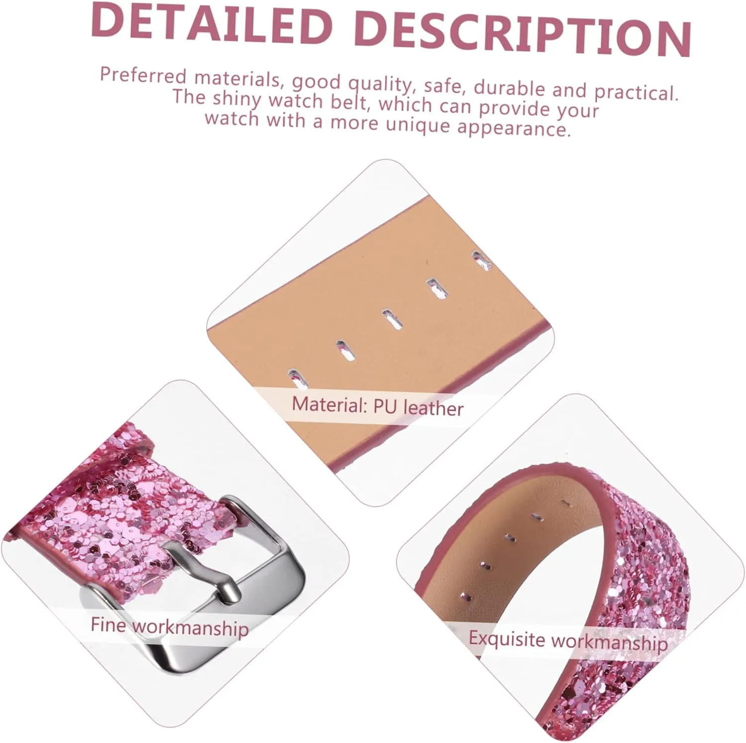 Leather Womans Watches Ladies nutrition dam sour Watches Watch Accessory Replace S3 Sequins DOITOOL 1pc Strap Adjustable 