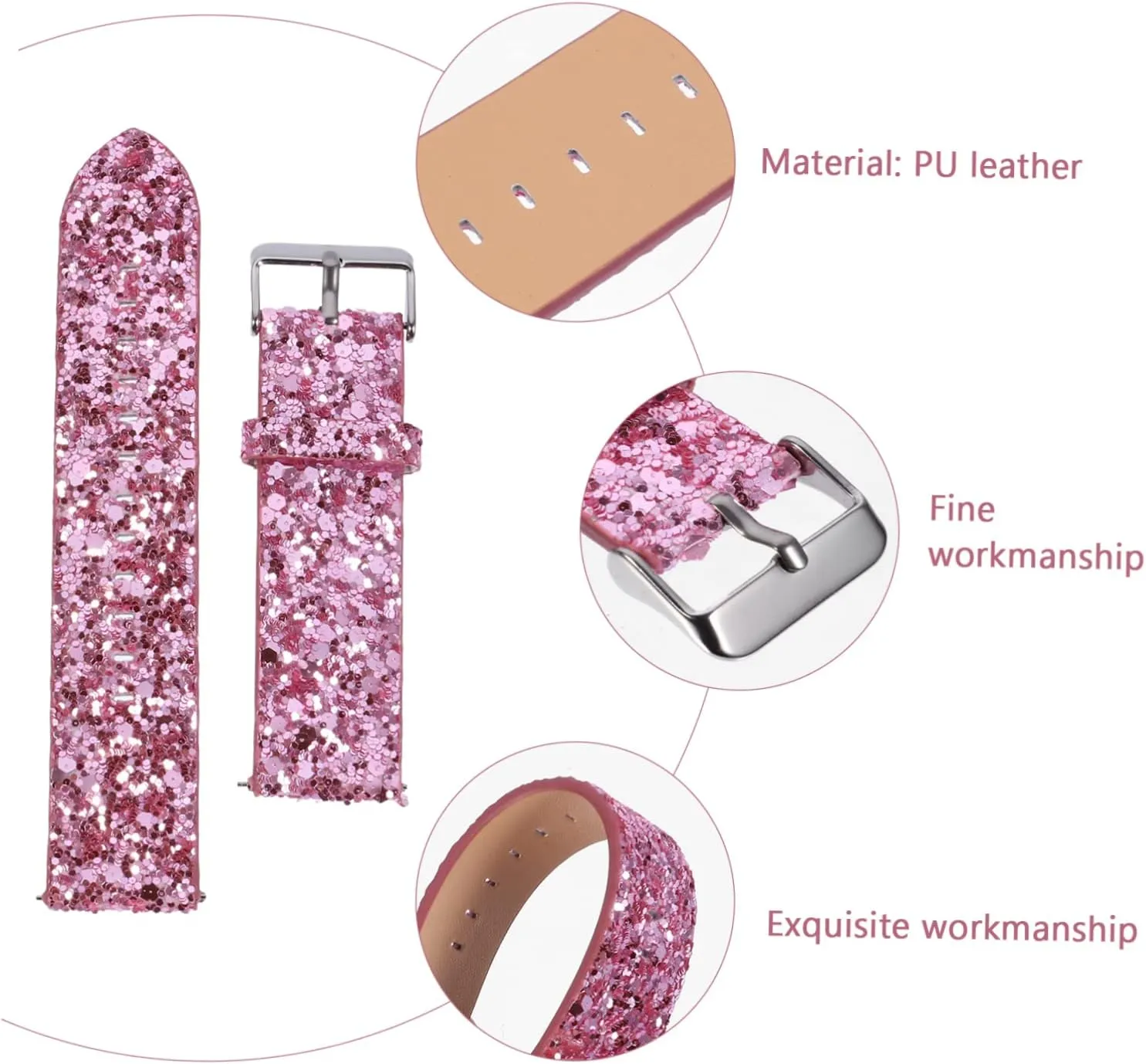Leather Womans Watches Ladies nutrition dam sour Watches Watch Accessory Replace S3 Sequins DOITOOL 1pc Strap Adjustable 