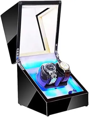 LED Illumination Piano Paint Exterior Soft Flexible Watch Pillow Dual Power (Co Mechanical Watch Shaker Double Watch supposition Winder for Automatic Watches with 