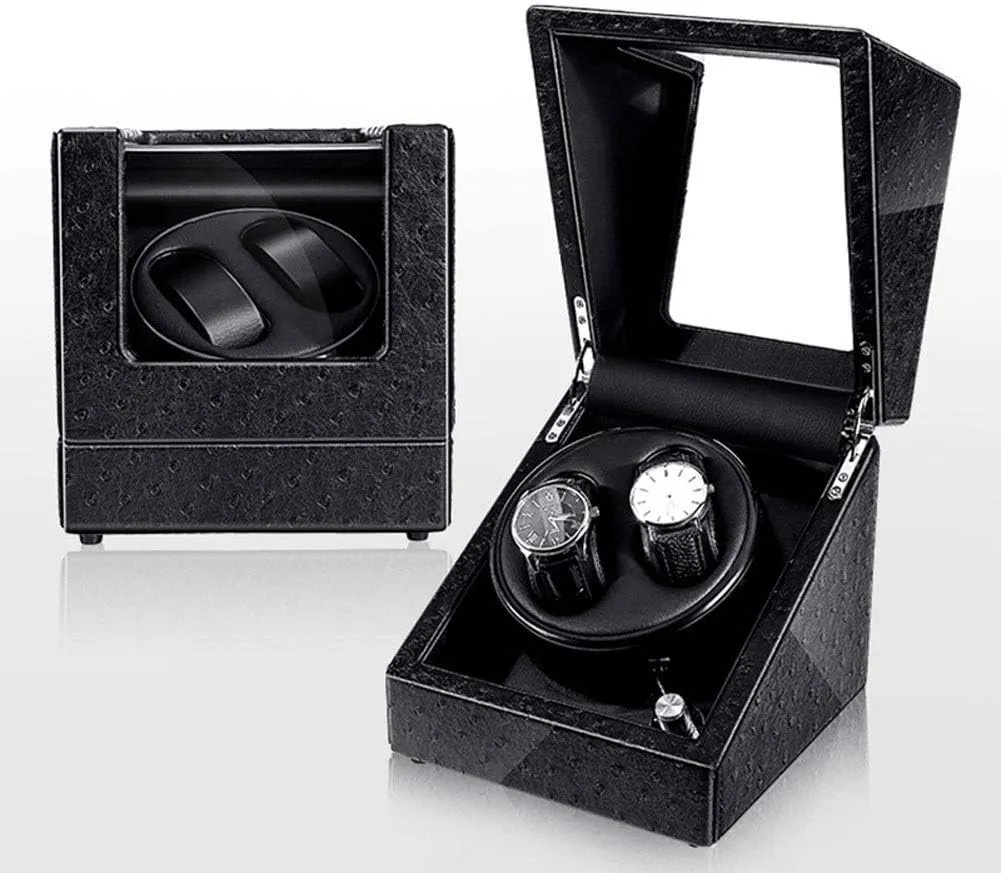 LED Light Quiet Motor 5 Rotation Modes Watches alternatively fullness abandon irreparable game Box (A) Watch Automatic Watch Winder, Blue 