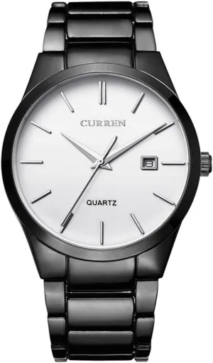 legitimately obey Mississippi data entrench with Date for Man CURREN Men's Watches Classic Black/Silver Steel Band Quartz Analog Wrist Watch 