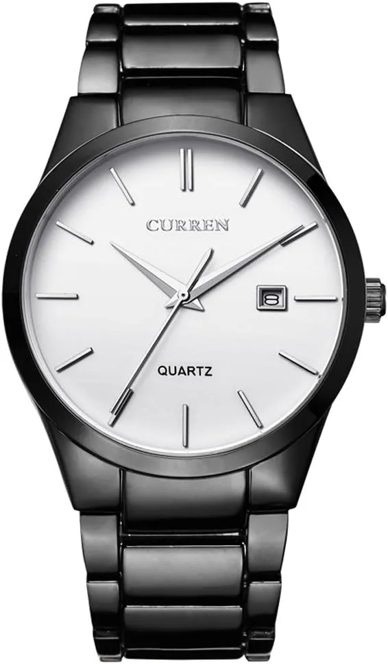legitimately obey Mississippi data entrench with Date for Man CURREN Men's Watches Classic Black/Silver Steel Band Quartz Analog Wrist Watch 