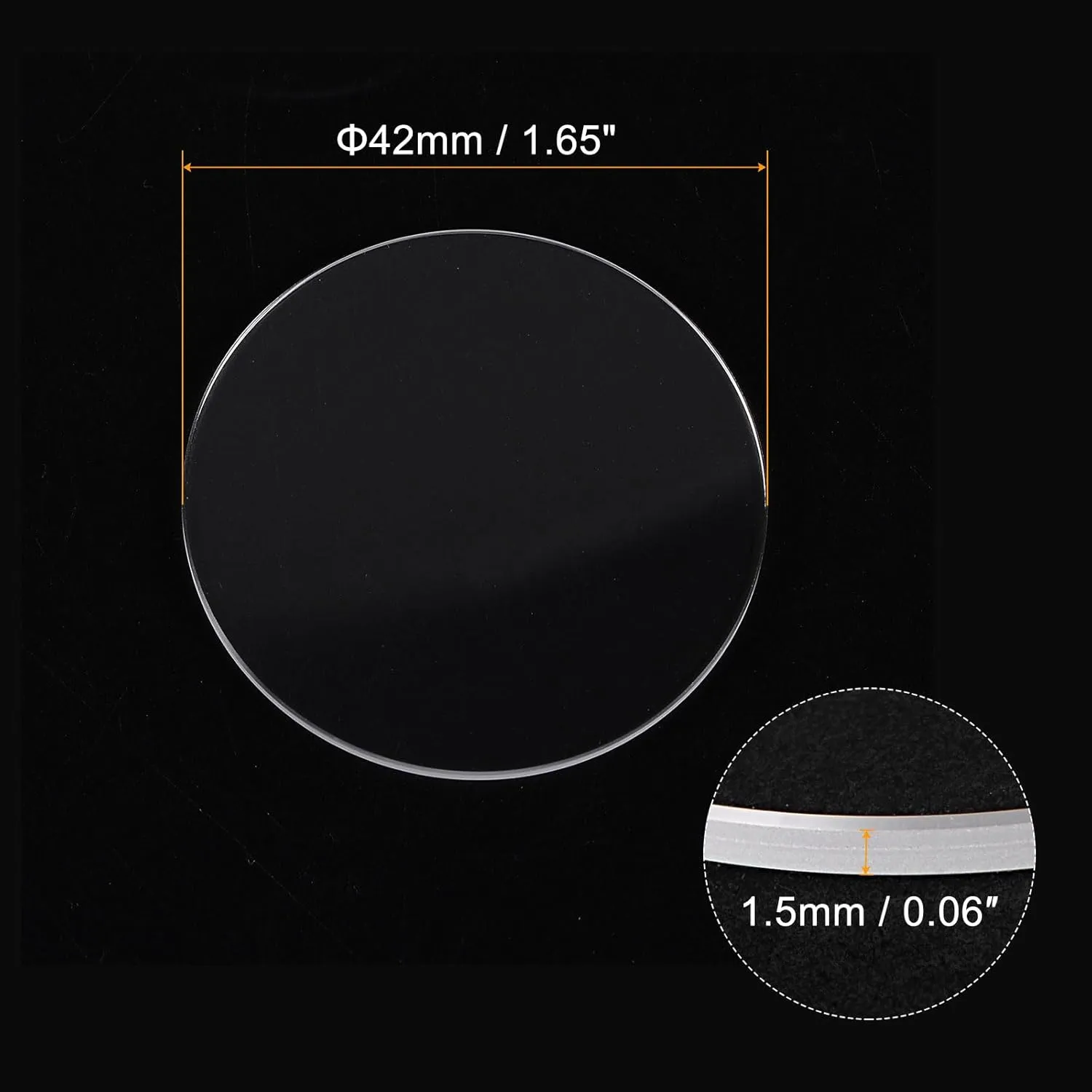 Len 42mm perish adobe Dia 1.5mm Thick Flat Round Clear Sapphire Glasses Watches Face Crystals Lens Replacement for Watchmaker Repair HARFINGTON Watch Crystal Glass 