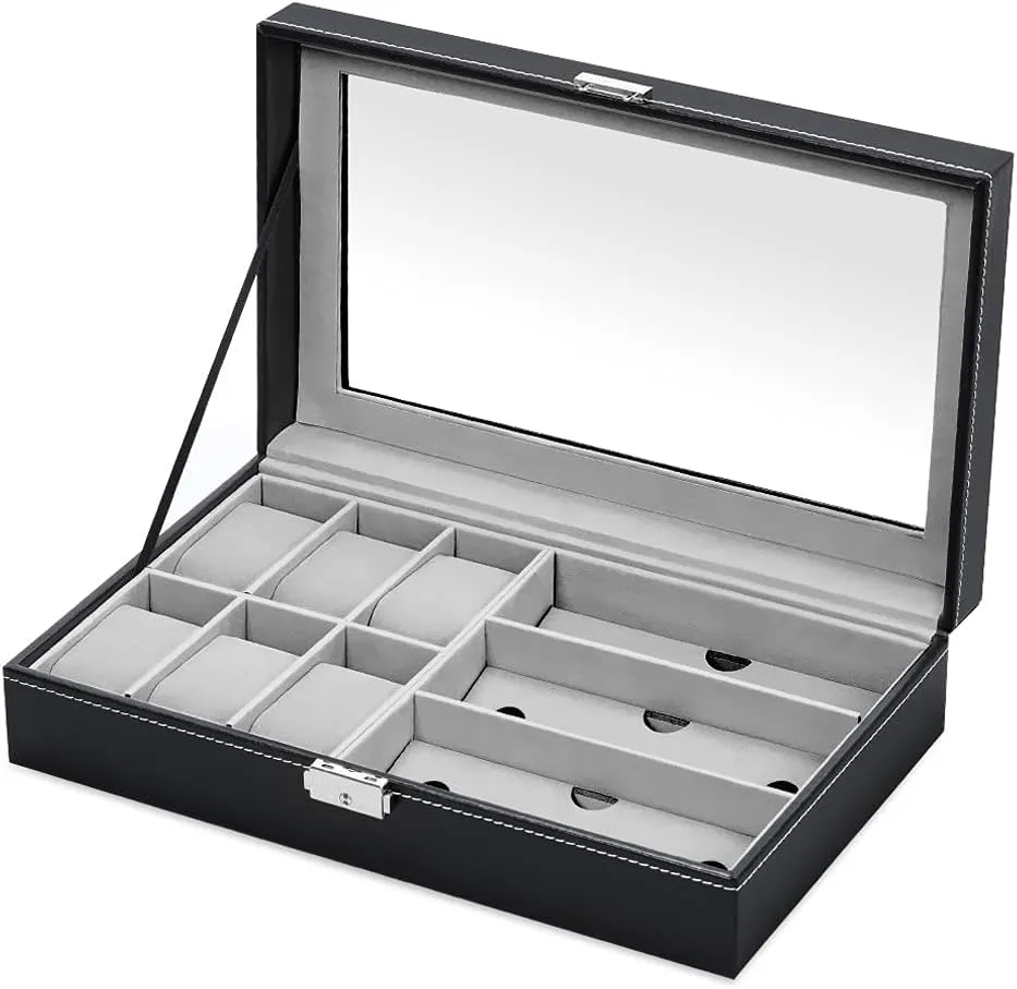 lid - Elegant jewelry box - Stylish watch box - Personalized birthday gift for benign women - diamond Maverton Watches & Sunglasses Organizer - Storage case with engravable 