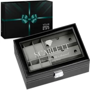 lid - Elegant jewelry box - Stylish watch box - Personalized birthday gift for benign women - diamond Maverton Watches & Sunglasses Organizer - Storage case with engravable 