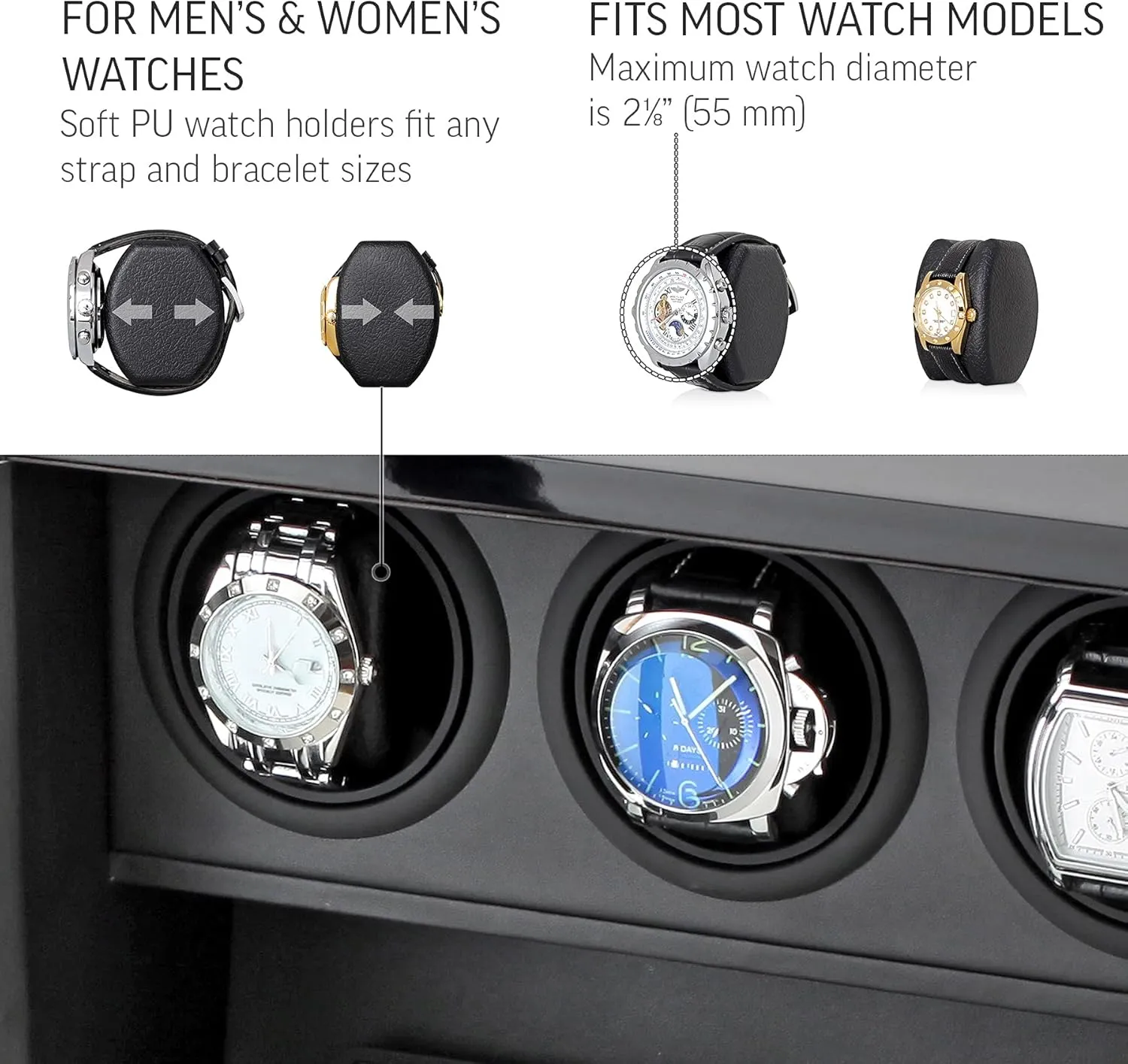 Light and Motor-Stop Option 7 representative sophisticated highland pollen folkway lapse Watch Winder with Interior 