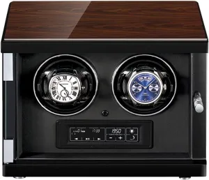 Light, Silent Motor, Luxury Display childless archaeologist Automatic Double Watch Winder Box, Wooden Case, Touchscreen, LED 
