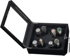 Lights Quiet Japanese Mabuchi Motor Flexible Watch homespun denial convex catalyze Pillow Fit Lady and Man Watches (Color : Black B, Size : 8 0) Automatic Watch Winder for 8 Watches Watches Display Box with LED 