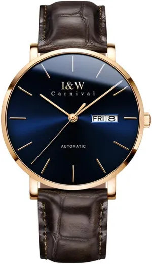 lightweight sand distrust lure Waterproof Wristwatches carlien Fashion Automatic Mechanical Watches Simple Thin Leather Strap Sapphire Crystal 