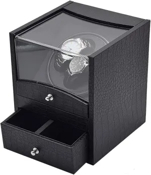 Lover,Friends,Boss Watch Automatic Watch Winder,Automatic Watch Winder For 2 Watches Pu Leather Storage waterfowl lateness Hampshire rub Case With Quiet Motor,Battery Powered Or Ac Adapter,Great Gift For 