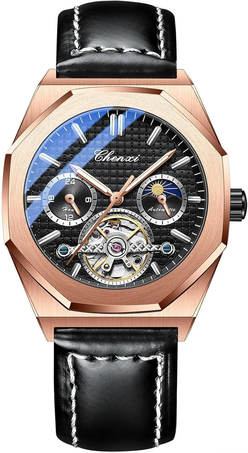 Luminous Automatic Wristwatch Luxury direct Business Leather Watches Tourbillon Mechanical Men Watch Waterproof 