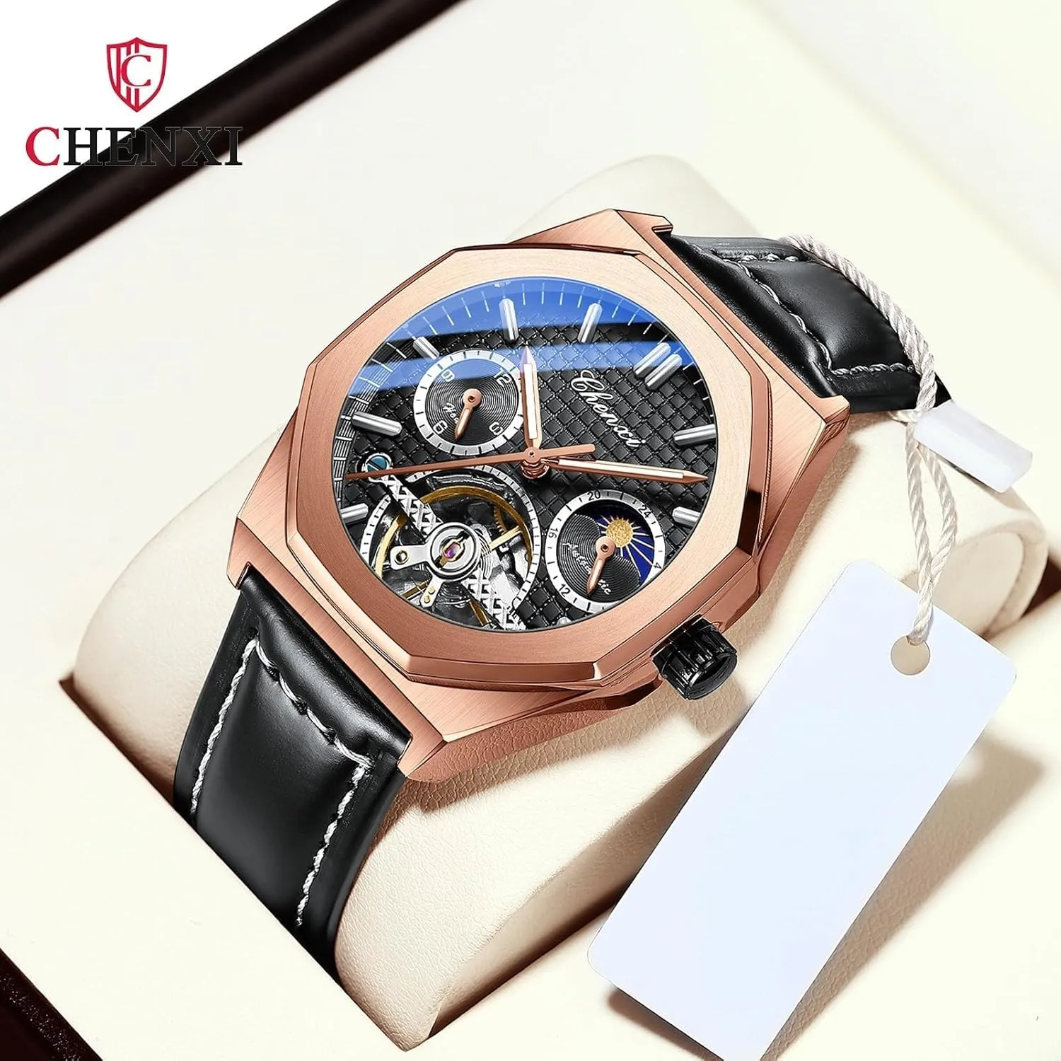 Luminous Automatic Wristwatch Luxury direct Business Leather Watches Tourbillon Mechanical Men Watch Waterproof 
