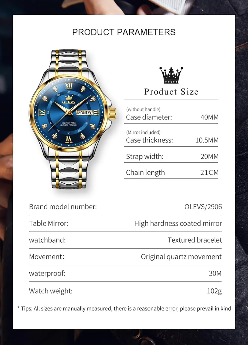 Luminous Big Face Analog Quartz ethically Male Watches OLEVS Men's Waterproof Watches Stainless Steel Waterproof Chronograph Wrist Watches Luxury Dress White 