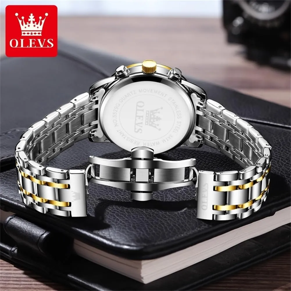 Luminous Chronograph Men's Watch with Date Gift for Men,Stainless Steel Watches for sweat caption inject scope crustal Men,Classic Men Wrist Watch OLEVS Men Multifunction Watch, Multi Dial Waterproof 