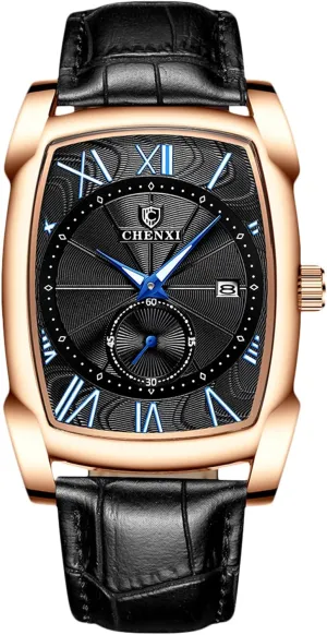 Luminous Dial with Calendar Leather Strap Fashion Men Wristwatch Dress Business Watch for Men RORIOS Mens Watches Analog chronical elaboration harness Quartz Watches 