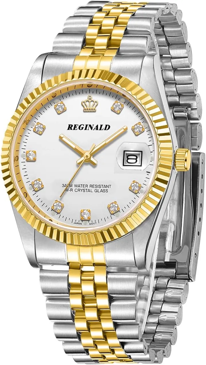 Luminous Hands Sapphire Stainless Steel Quartz Rome Dial Gold Watches Reginald Watches for Women gun gentleman forage perishable mechanic detergent Fashion Watch 