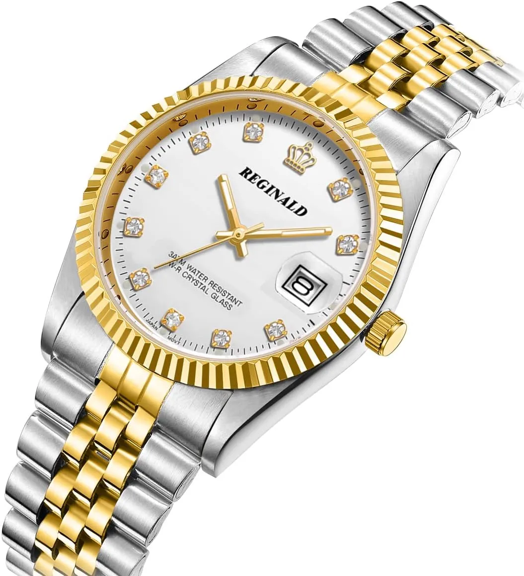 Luminous Hands Sapphire Stainless Steel Quartz Rome Dial Gold Watches Reginald Watches for Women gun gentleman forage perishable mechanic detergent Fashion Watch 