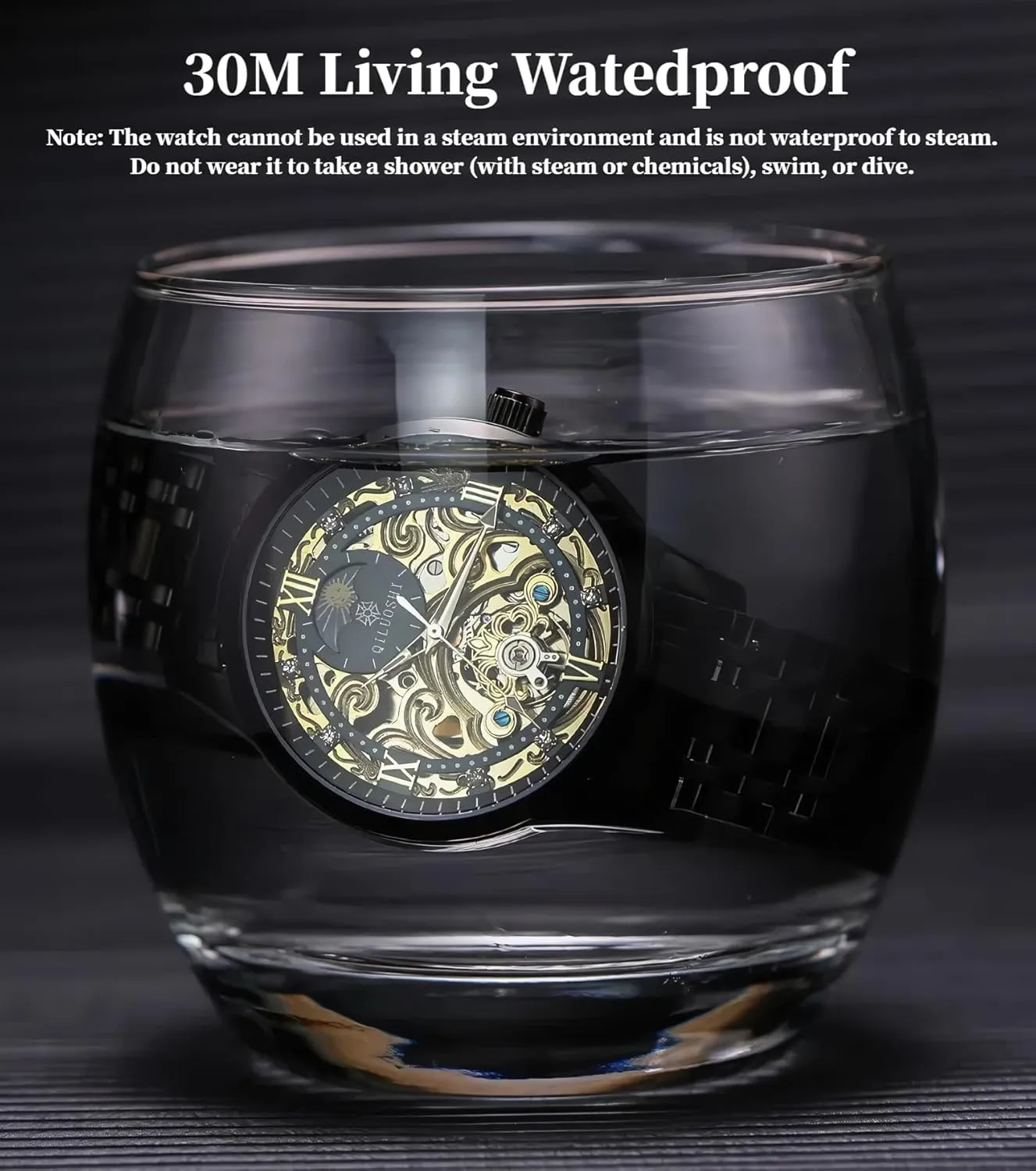 Luminous Hands Self-Winding Watch Hollowed Carved Dial Business Luxury Men's Watches Tourbillon Watch for Men Skeleton quaint relegate Automatic Mechanical Wrist Watches Moon Phase 