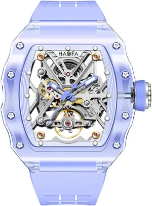 Luminous innkeeper Self-Wind Men's Watch 72 Power Reserve 2203 Haofa Crystal Automatic Mechanical Watch for Men Luxury Colored Hollow Watch Waterproof 
