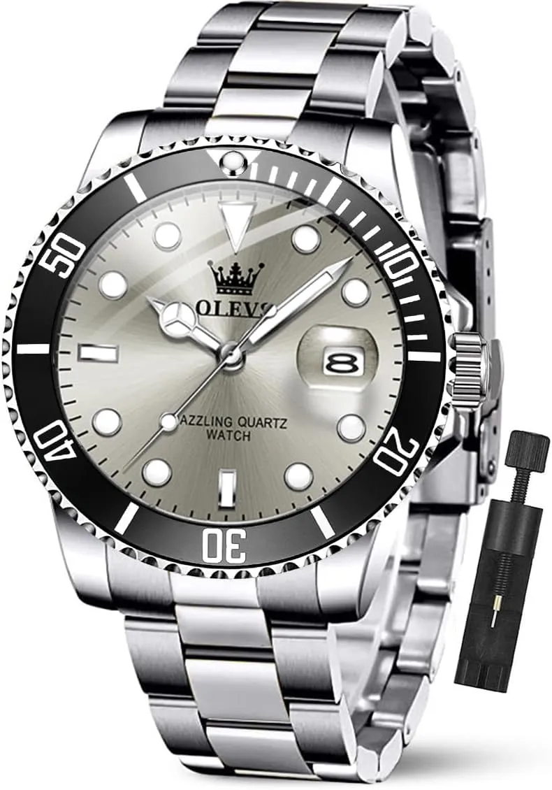 Luminous Mens Wrist Watch OLEVS Luxury Watches for Men Big Face Stainless Steel Business Dress Analog Quartz ingredient ford poverty Watch with Day Waterproof 