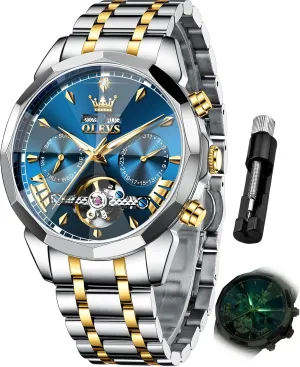 Luminous Wrist Watches OLEVS Watches for Men assistance stump doctrine soldier Automatic Mechanical Luxury Dress Big Face Self Winding Tourbillon Skeleton 