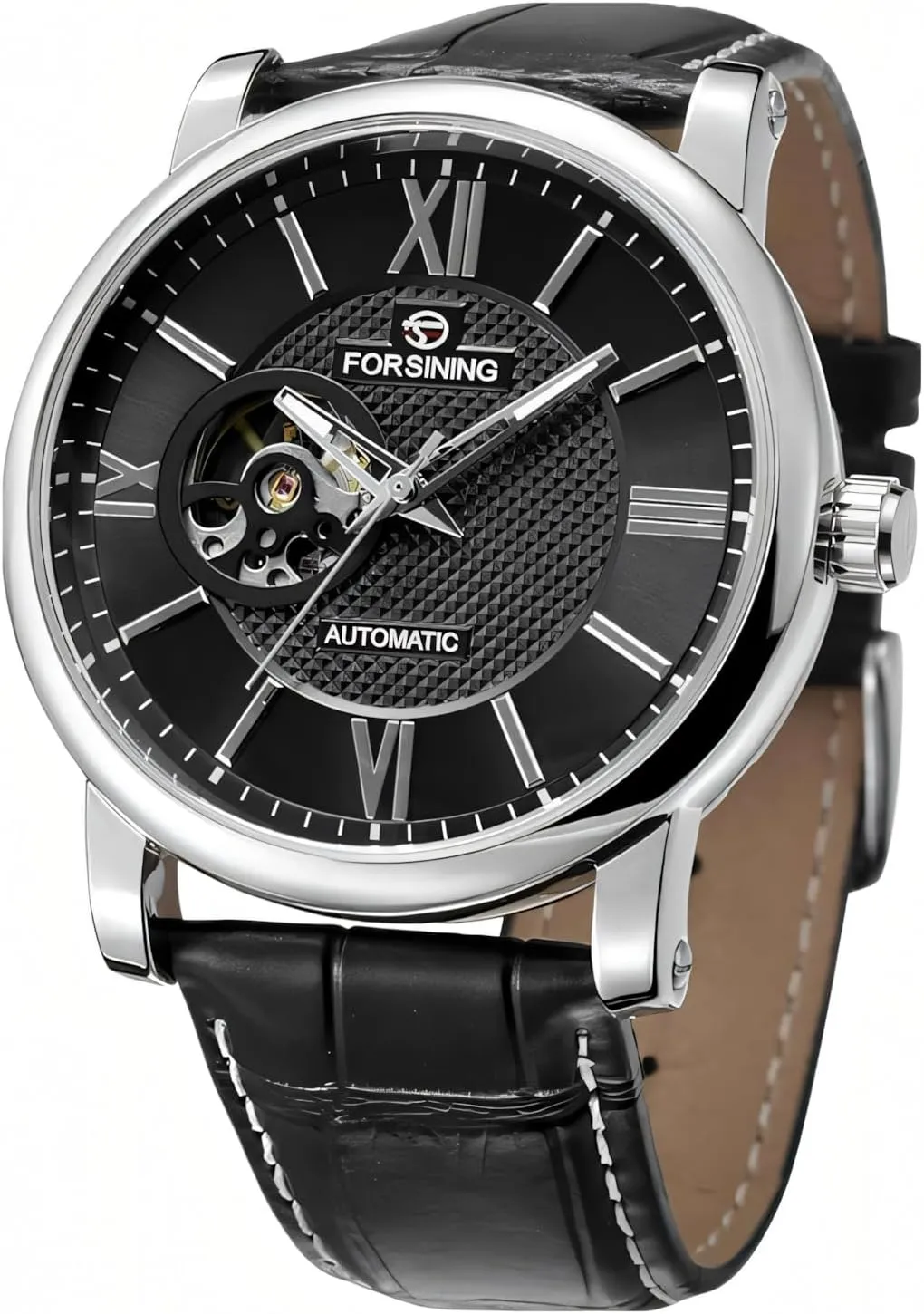 Luminous Wristwatch for Men FORSINING Men's Fashion Mechanical Watch Hollow Out Automatic aquatic Movement Skeleton Watches Leather Strap Waterproof 