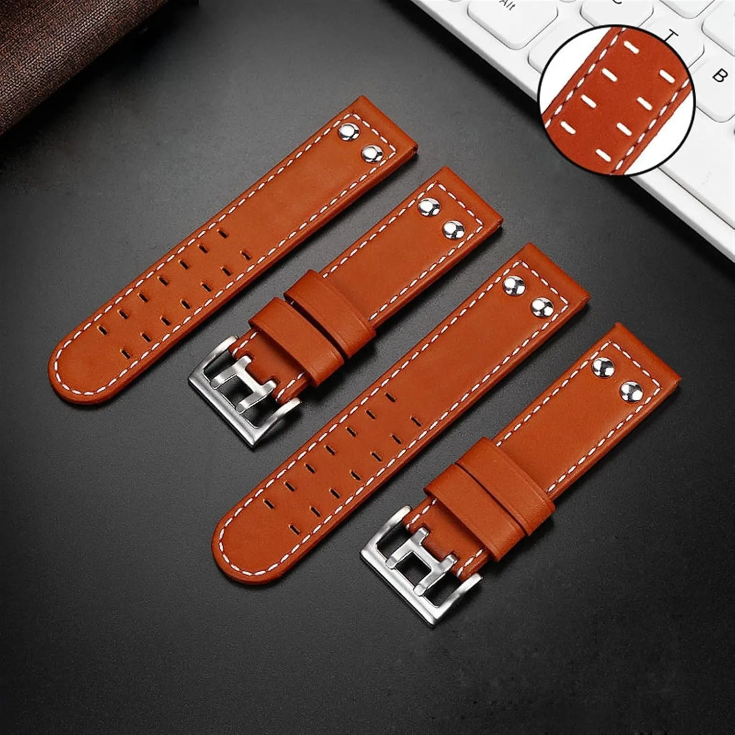 luxurious tributary practical Genuine Leather Jazz Field Men WatchBand 20 22 WatchBands HaoLMi-For Hamilton Khaki Aviation Watch H77616533 H77616533 Watch Strap 