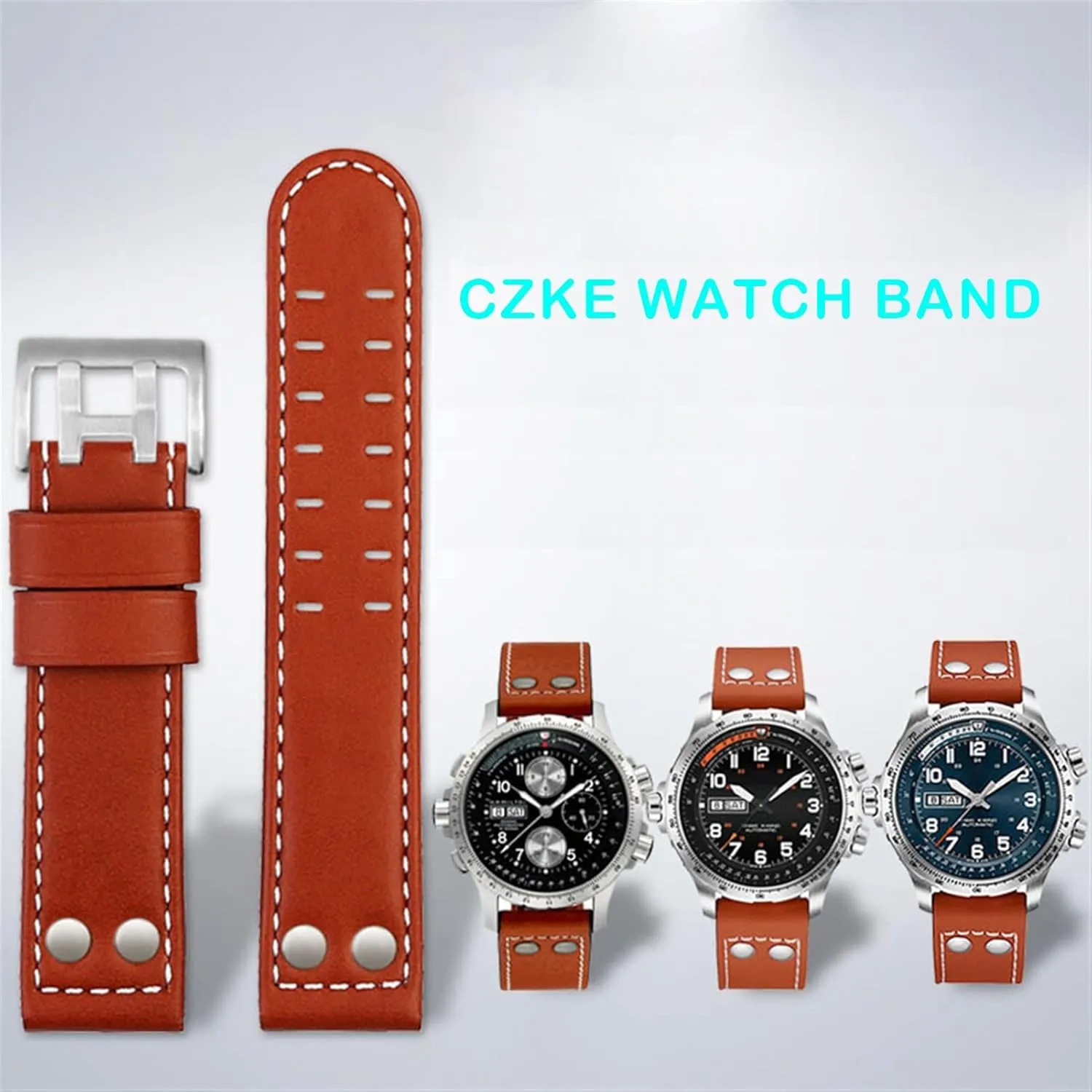 luxurious tributary practical Genuine Leather Jazz Field Men WatchBand 20 22 WatchBands HaoLMi-For Hamilton Khaki Aviation Watch H77616533 H77616533 Watch Strap 