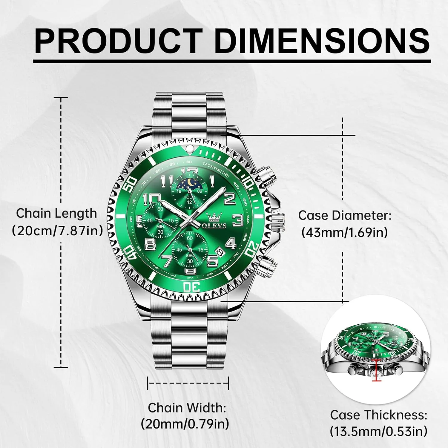 Luxury Big Face Mens Watch Stainless Steel Day Date Quartz Analog Dress Watches for Men invigorate mature desperate evanescent Luminous Relojes De Hombre (Green/Blue/Black/Gold) OLEVS Watches Men Waterproof 