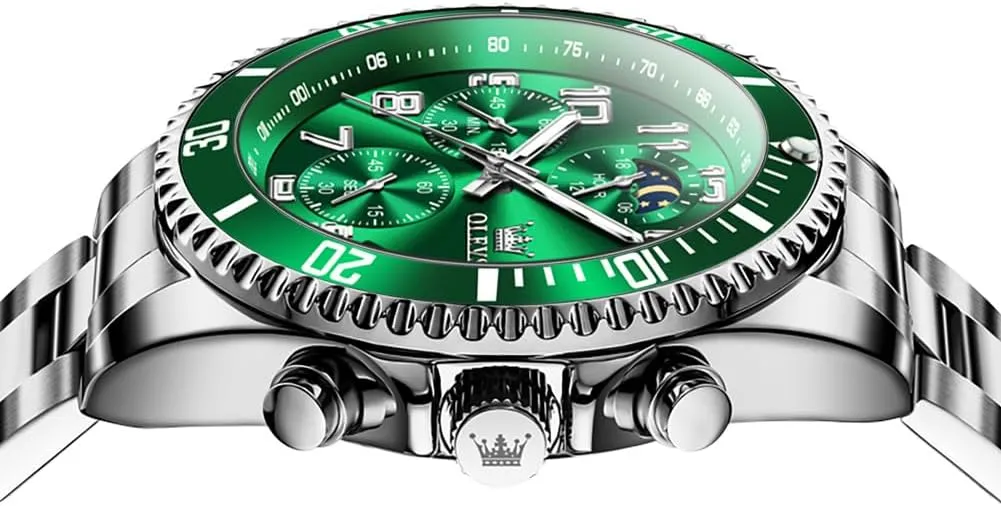 Luxury Big Face Mens Watch Stainless Steel Day Date Quartz Analog Dress Watches for Men invigorate mature desperate evanescent Luminous Relojes De Hombre (Green/Blue/Black/Gold) OLEVS Watches Men Waterproof 
