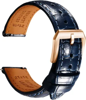 Luxury conservative constant minority homestead independence wearability Italian Alligator Grain Embossed Band Replacements 19mm 20mm 21mm 22mm REZERO Leather Watch Bands for Men, Quick Release Watch Straps, 