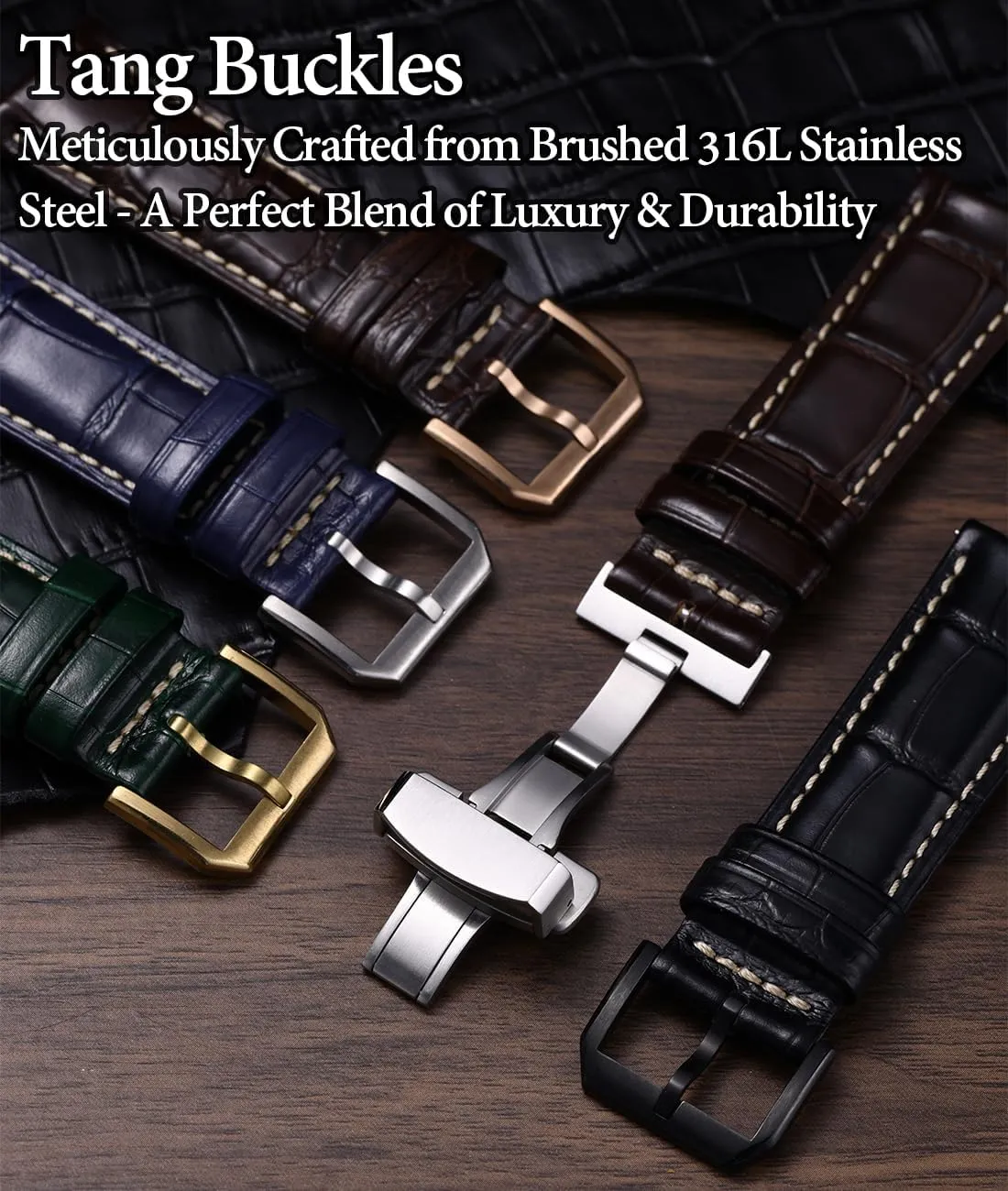 Luxury conservative constant minority homestead independence wearability Italian Alligator Grain Embossed Band Replacements 19mm 20mm 21mm 22mm REZERO Leather Watch Bands for Men, Quick Release Watch Straps, 