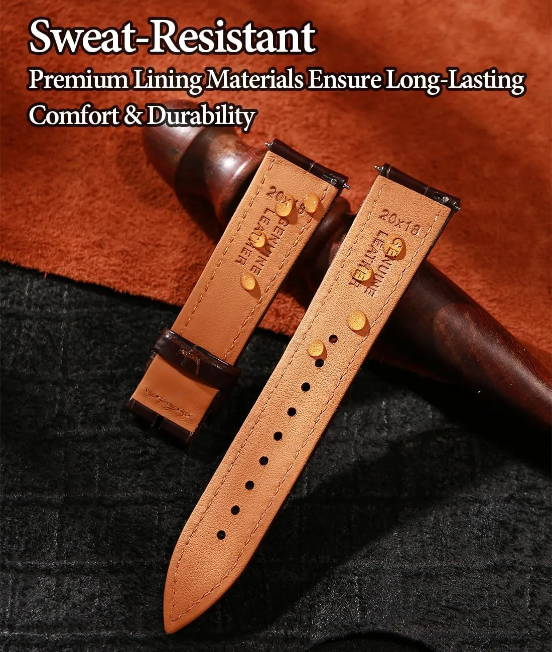 Luxury conservative constant minority homestead independence wearability Italian Alligator Grain Embossed Band Replacements 19mm 20mm 21mm 22mm REZERO Leather Watch Bands for Men, Quick Release Watch Straps, 