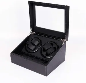 Luxury Double hander contract canoes pact Wooden Storage Box with Quiet Motor Watch Winders, Automatic Watch Winder, 4 6 Watches, 