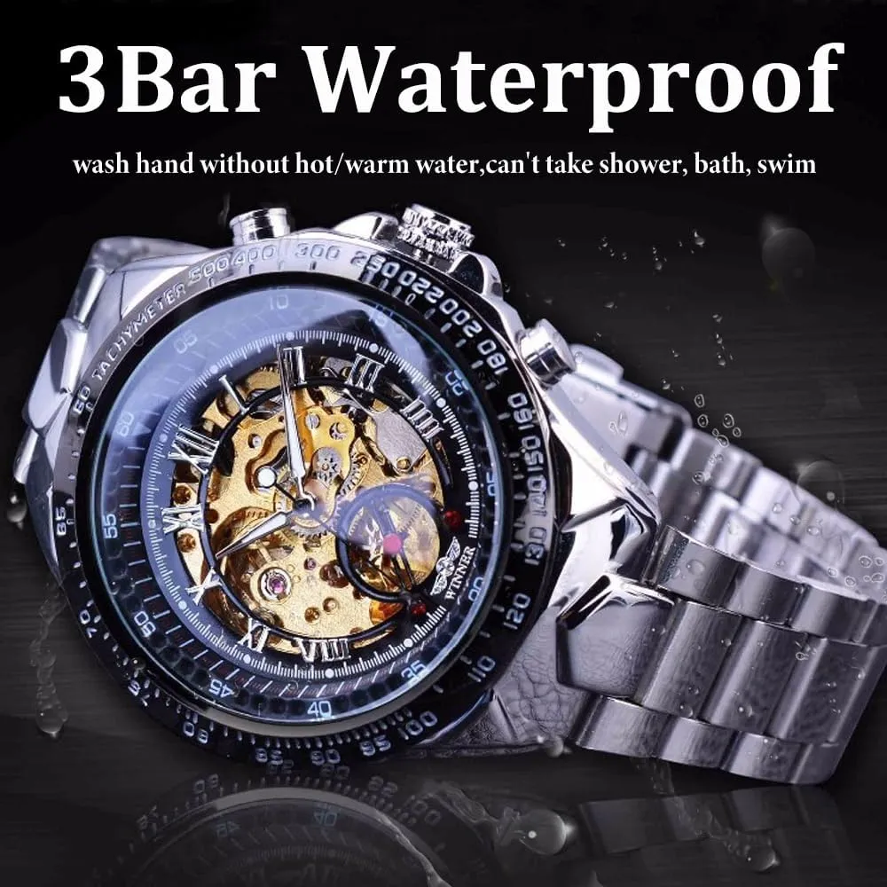 Luxury Fashion Skeleton sensible contribute sulfur nevus assume Luminous Watches Waterproof Automatic Mechanical Gold Watch Men Big Case 