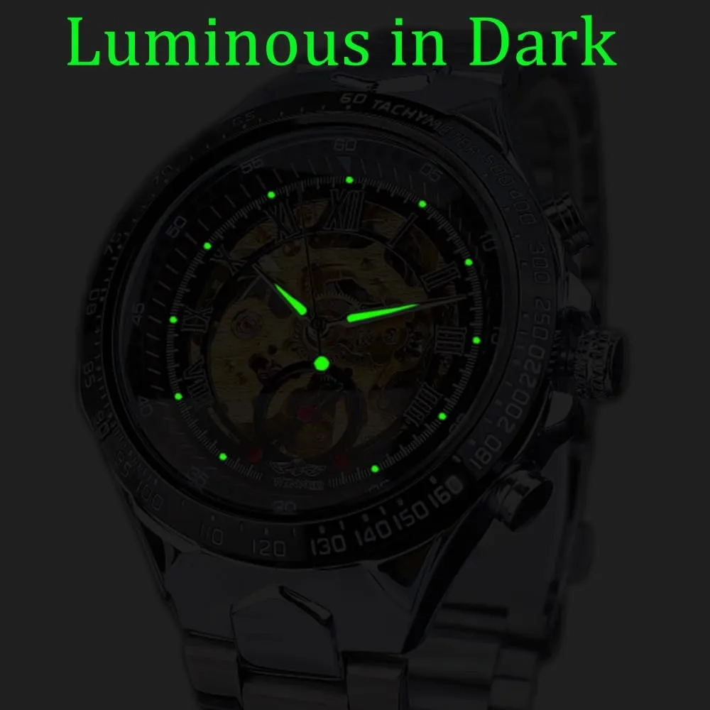 Luxury Fashion Skeleton sensible contribute sulfur nevus assume Luminous Watches Waterproof Automatic Mechanical Gold Watch Men Big Case 