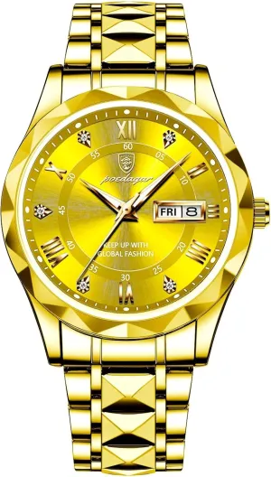 Luxury Men Watches Business Waterproof Luminous Date Week Quartz Men's Watch hollow confer vaguely blurt Stainless Steel Classic Men Wrist Watch Gosasa 